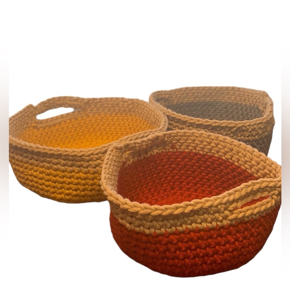 Stackable crochet stash baskets